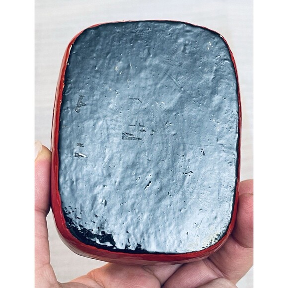 Vtg Handmade Paper Mache Burgundy Red Gold Floral Swirls Trinket Box 3.5"x3"x1.7 - Picture 6 of 6